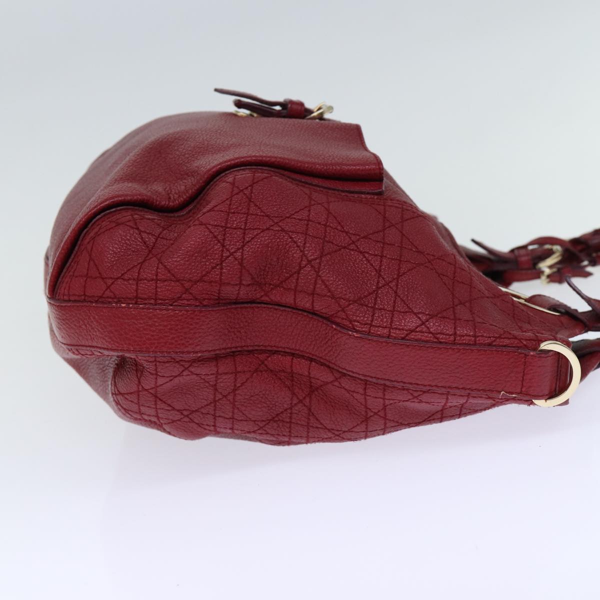 Christian Dior Lady Dior Canage Shoulder Bag Leather Red Auth yk12042