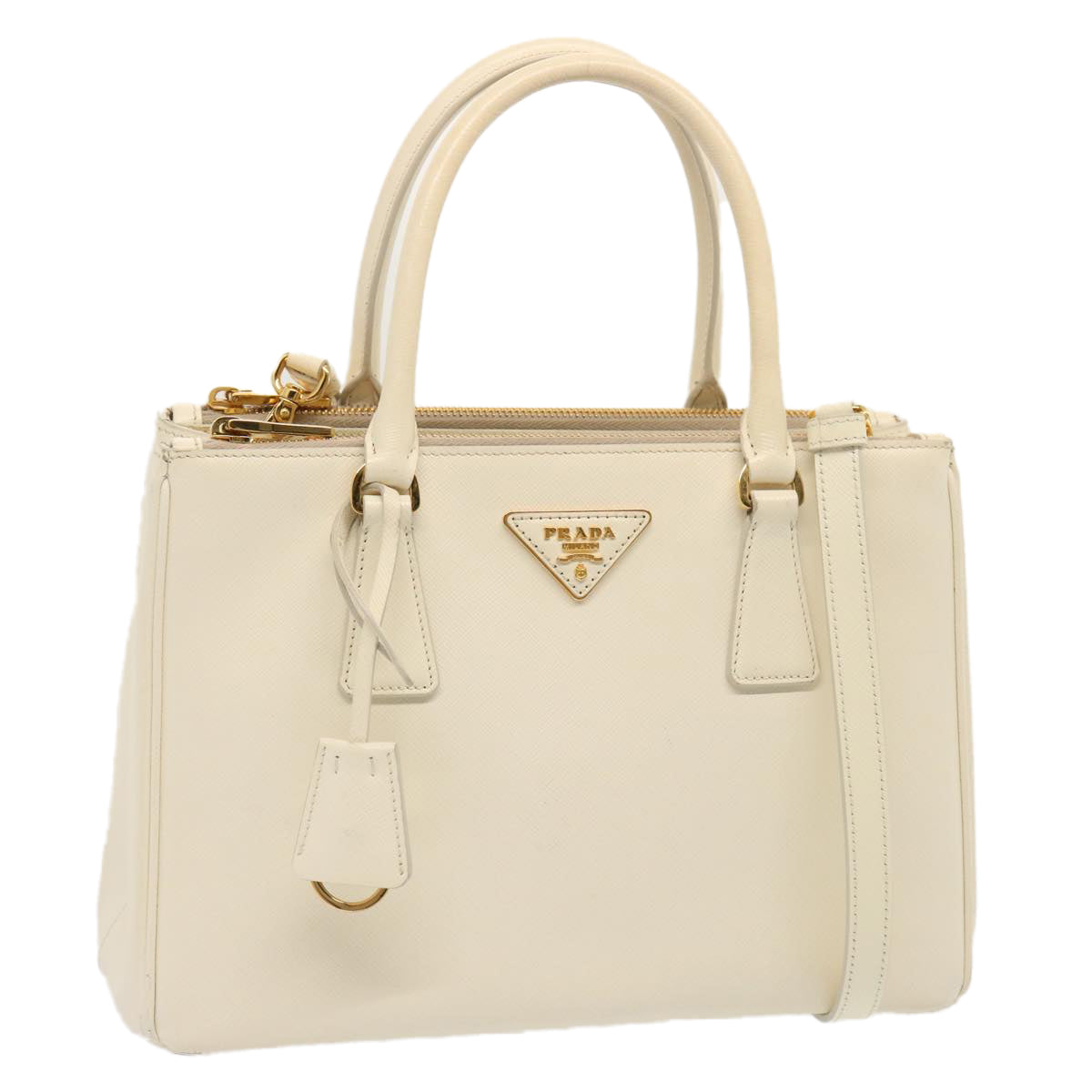 PRADA Galleria Hand Bag Safiano leather 2way White Auth yk12051