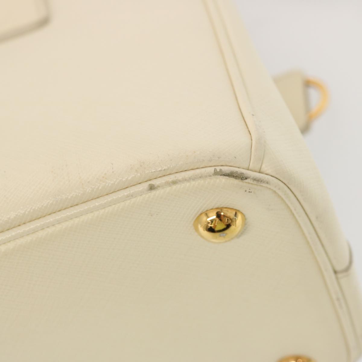 PRADA Galleria Hand Bag Safiano leather 2way White Auth yk12051