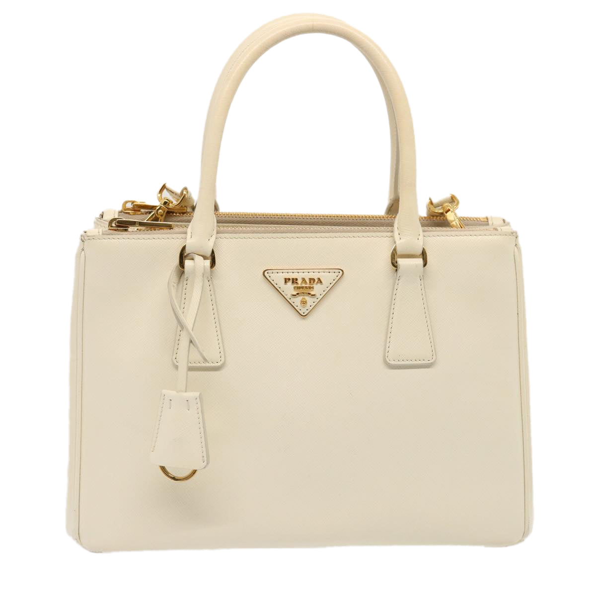 PRADA Galleria Hand Bag Safiano leather 2way White Auth yk12051