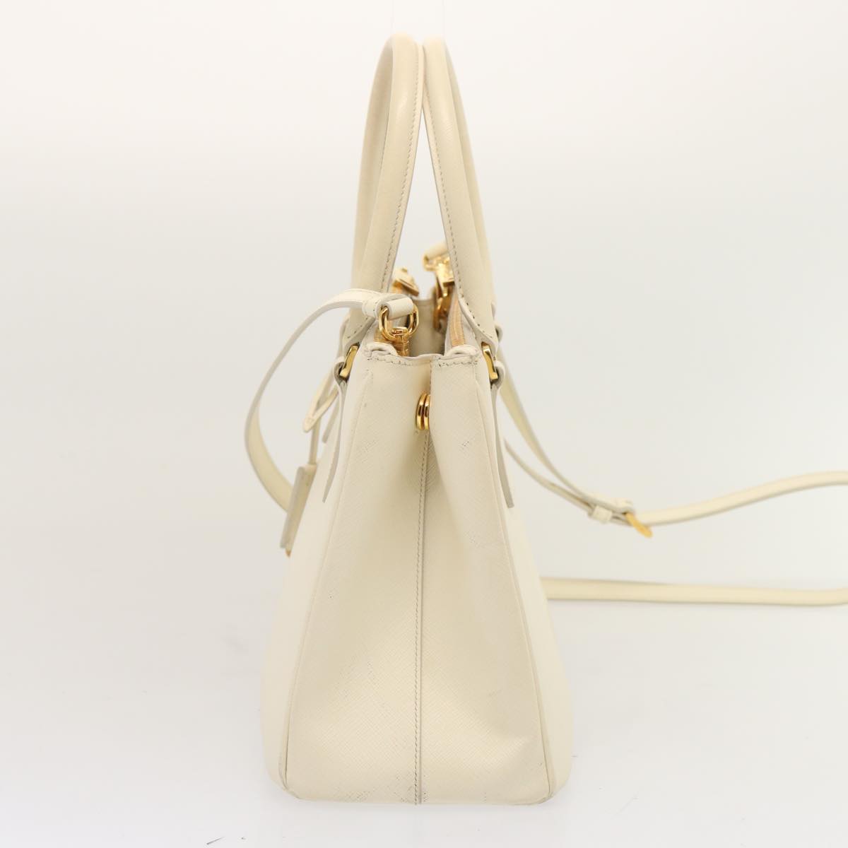 PRADA Galleria Hand Bag Safiano leather 2way White Auth yk12051