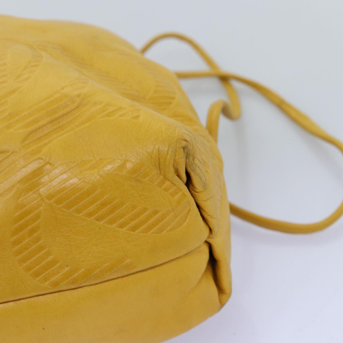 LOEWE Anagram Shoulder Bag Leather Yellow Auth yk12066