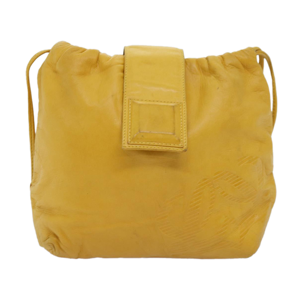 LOEWE Anagram Shoulder Bag Leather Yellow Auth yk12066