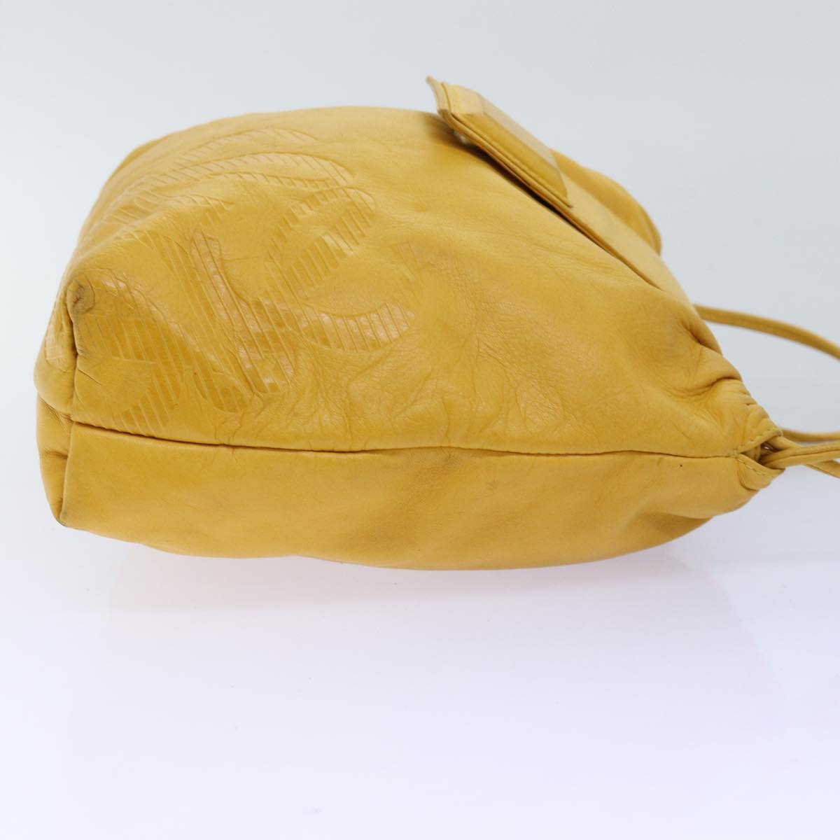 LOEWE Anagram Shoulder Bag Leather Yellow Auth yk12066