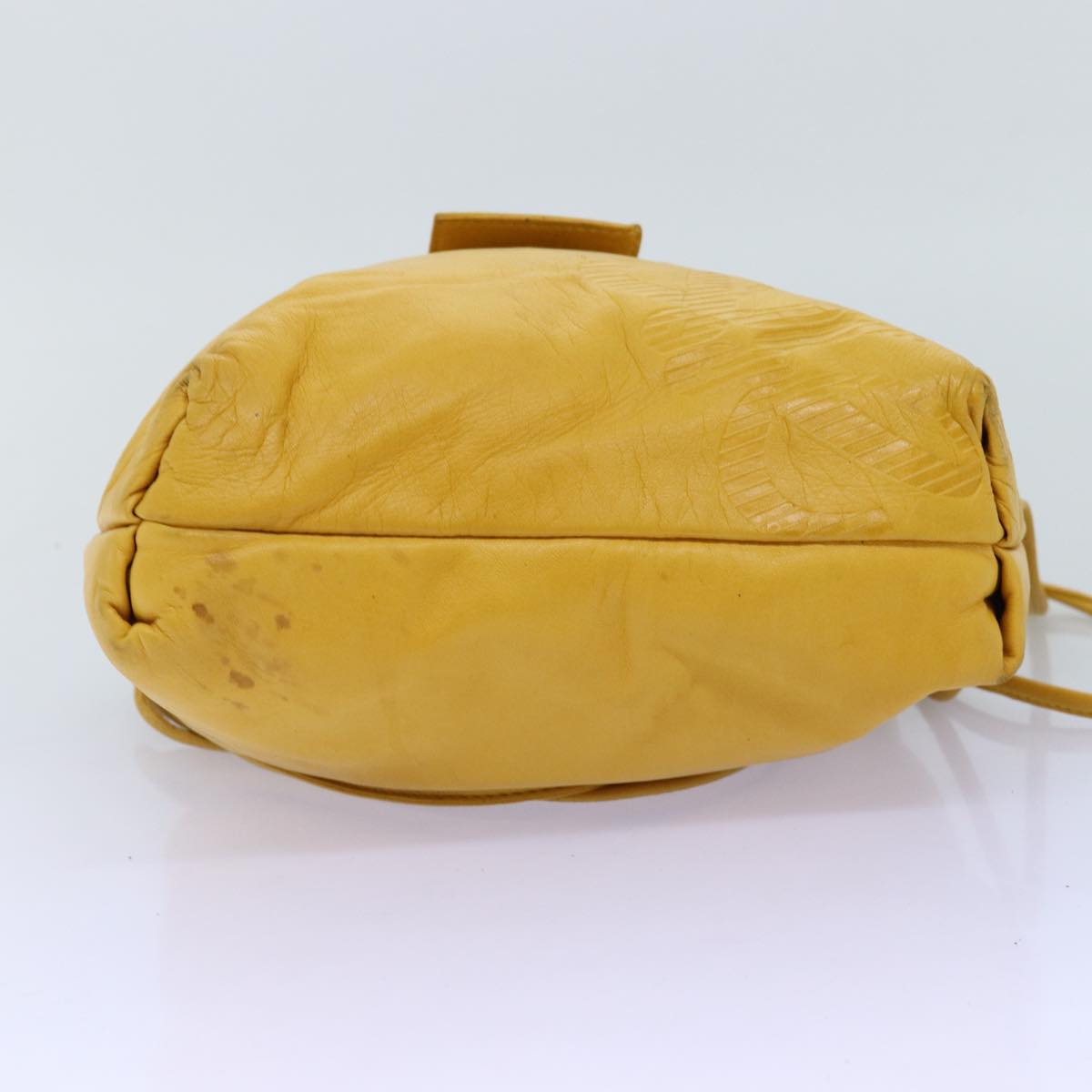 LOEWE Anagram Shoulder Bag Leather Yellow Auth yk12066