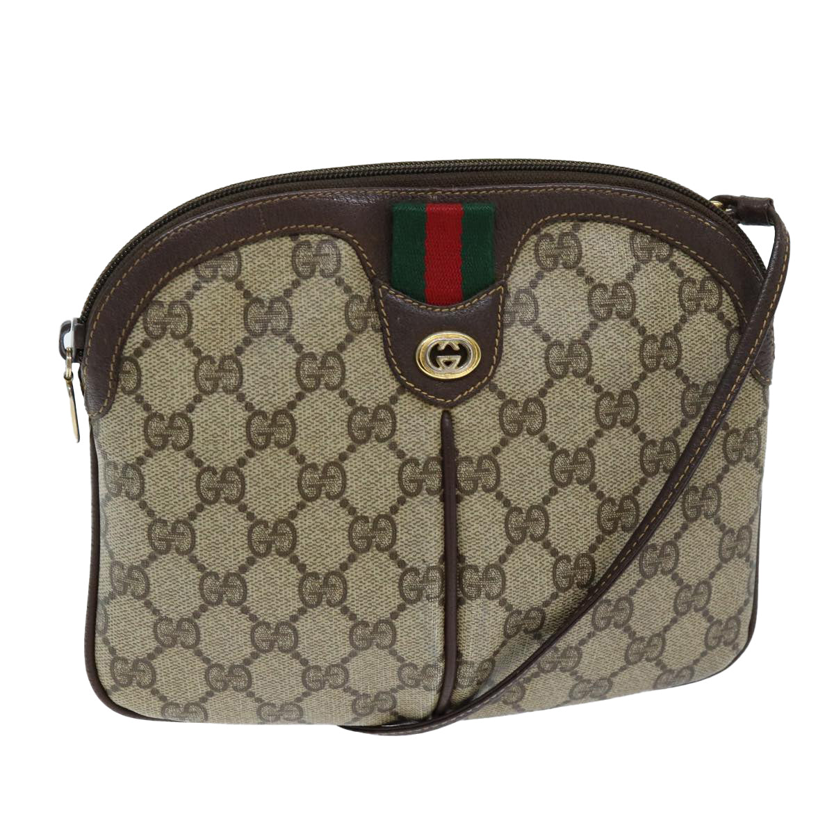 GUCCI GG Supreme Web Sherry Line Shoulder Bag PVC Beige 904 02 047 Auth yk12073