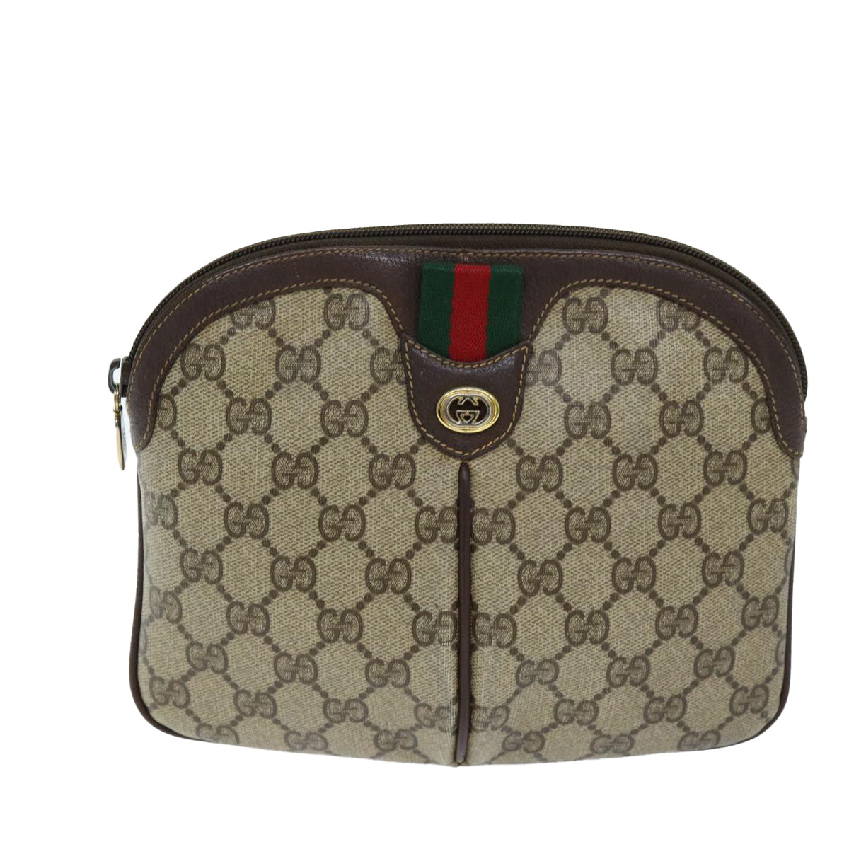 GUCCI GG Supreme Web Sherry Line Shoulder Bag PVC Beige 904 02 047 Auth yk12073