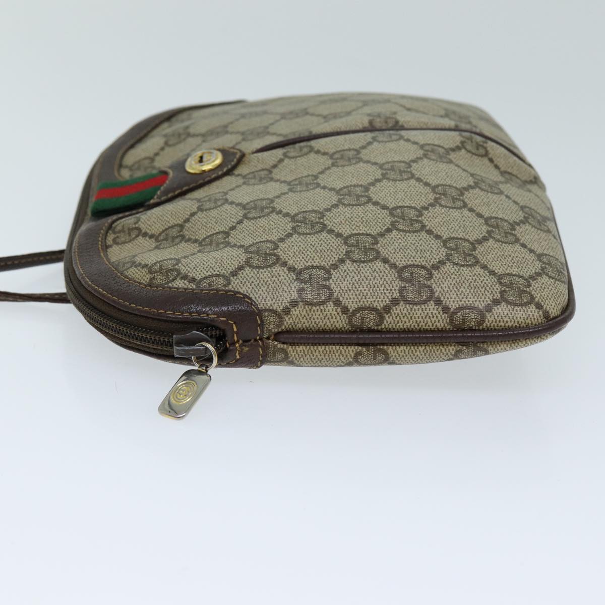 GUCCI GG Supreme Web Sherry Line Shoulder Bag PVC Beige 904 02 047 Auth yk12073