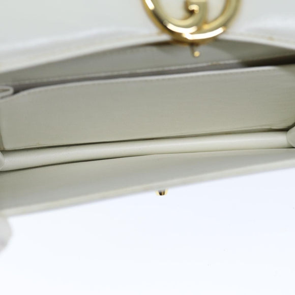 GUCCI Hand Bag Leather White Auth yk12076