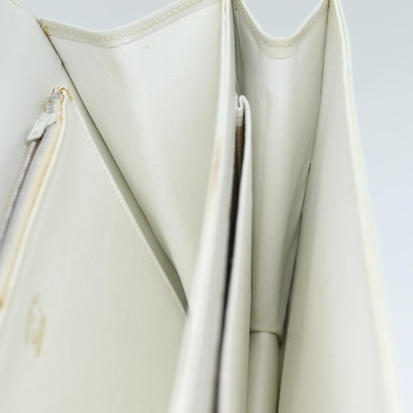 GUCCI Hand Bag Leather White Auth yk12076