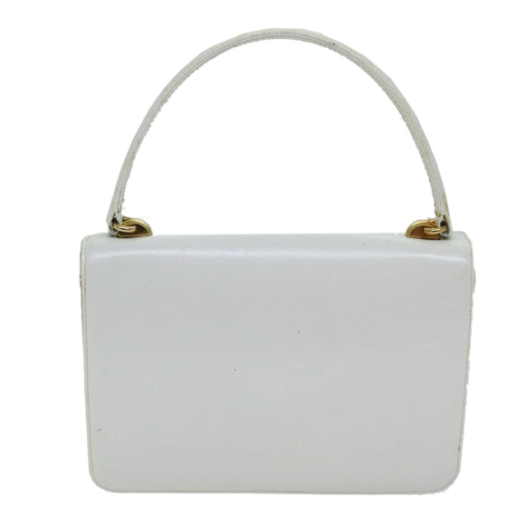 GUCCI Hand Bag Leather White Auth yk12076