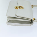 GUCCI Hand Bag Leather White Auth yk12076-3