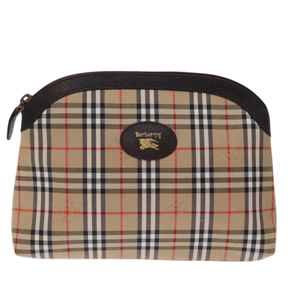 Burberrys Nova Check Pouch Canvas Beige Auth yk12082
