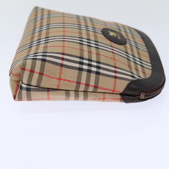 Burberrys Nova Check Pouch Canvas Beige Auth yk12082