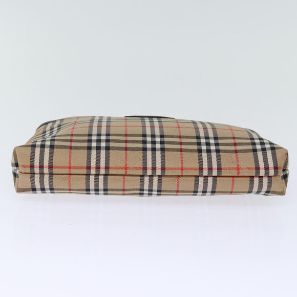 Burberrys Nova Check Pouch Canvas Beige Auth yk12082