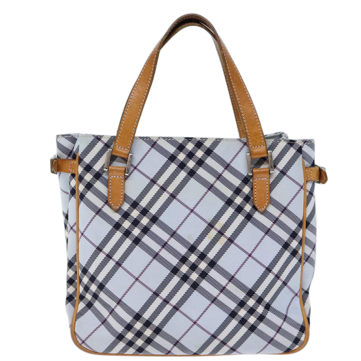 BURBERRY Nova Check Blue Label Hand Bag Nylon Blue Auth yk12085 - 0