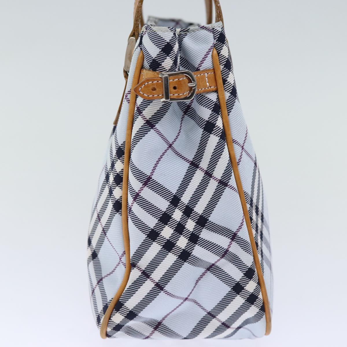 BURBERRY Nova Check Blue Label Hand Bag Nylon Blue Auth yk12085