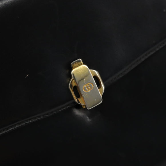 GUCCI Hand Bag Leather Black Auth yk12169