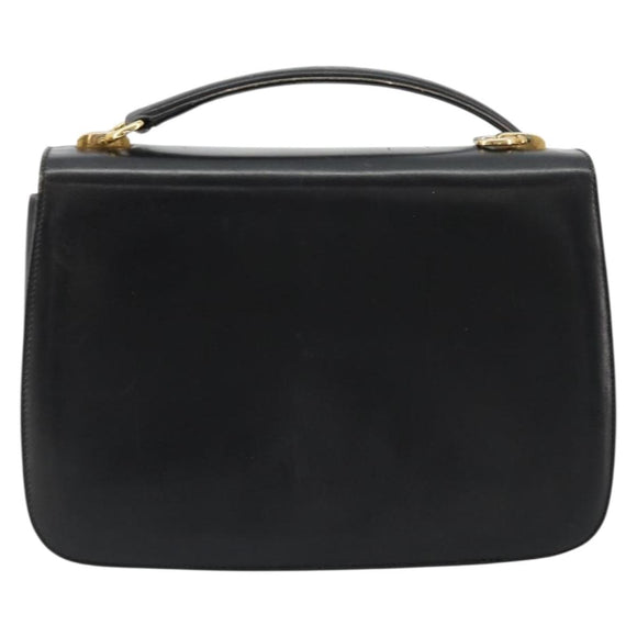 GUCCI Hand Bag Leather Black Auth yk12169