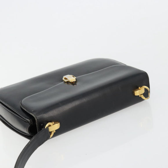GUCCI Hand Bag Leather Black Auth yk12169