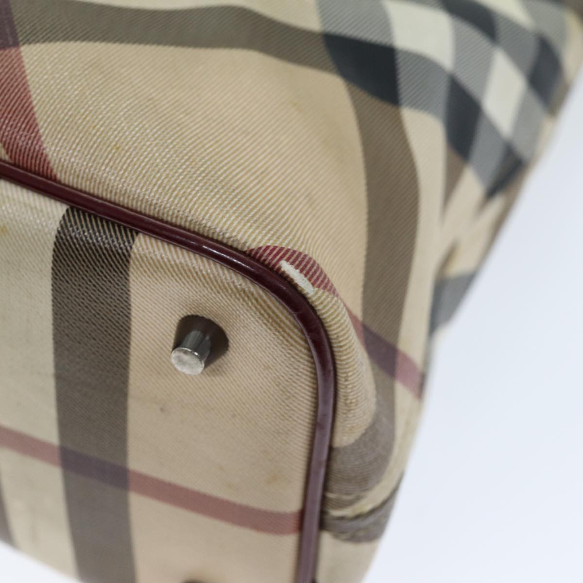 BURBERRY Nova Check Shoulder Bag Coated Canvas Beige Auth yk12191