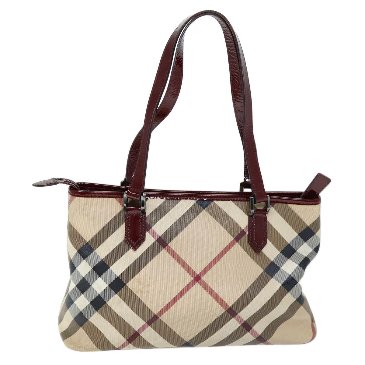 BURBERRY Nova Check Shoulder Bag Coated Canvas Beige Auth yk12191