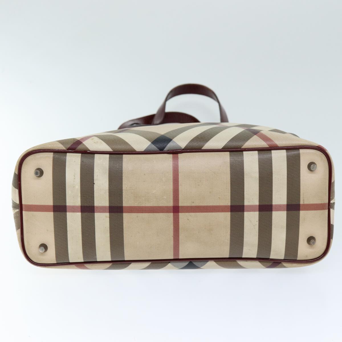 BURBERRY Nova Check Shoulder Bag Coated Canvas Beige Auth yk12191