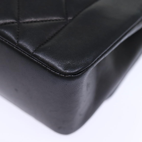 CHANEL Diana Matelasse Chain Shoulder Bag Lamb Skin Black CC Auth yk12192AV