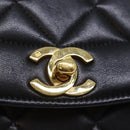 CHANEL Diana Matelasse Chain Shoulder Bag Lamb Skin Black CC Auth yk12192AV-10