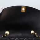 CHANEL Diana Matelasse Chain Shoulder Bag Lamb Skin Black CC Auth yk12192AV-11