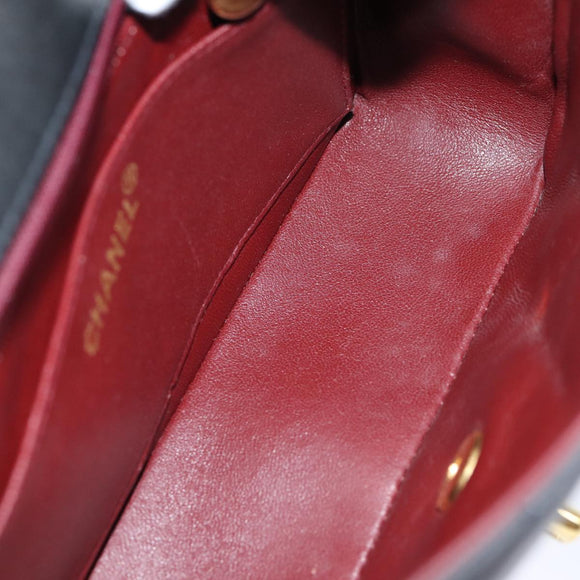 CHANEL Diana Matelasse Chain Shoulder Bag Lamb Skin Black CC Auth yk12192AV