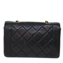 CHANEL Diana Matelasse Chain Shoulder Bag Lamb Skin Black CC Auth yk12192AV-2