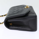CHANEL Diana Matelasse Chain Shoulder Bag Lamb Skin Black CC Auth yk12192AV-3
