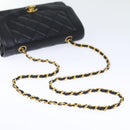 CHANEL Diana Matelasse Chain Shoulder Bag Lamb Skin Black CC Auth yk12192AV-7