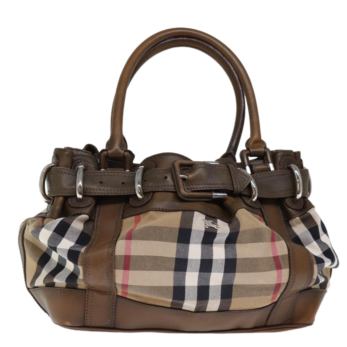 BURBERRY Nova Check Tote Bag Canvas Beige Auth yk12200