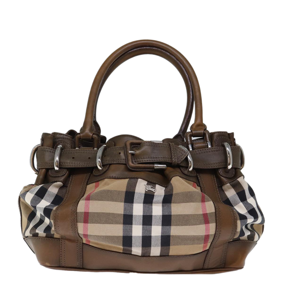 BURBERRY Nova Check Tote Bag Canvas Beige Auth yk12200