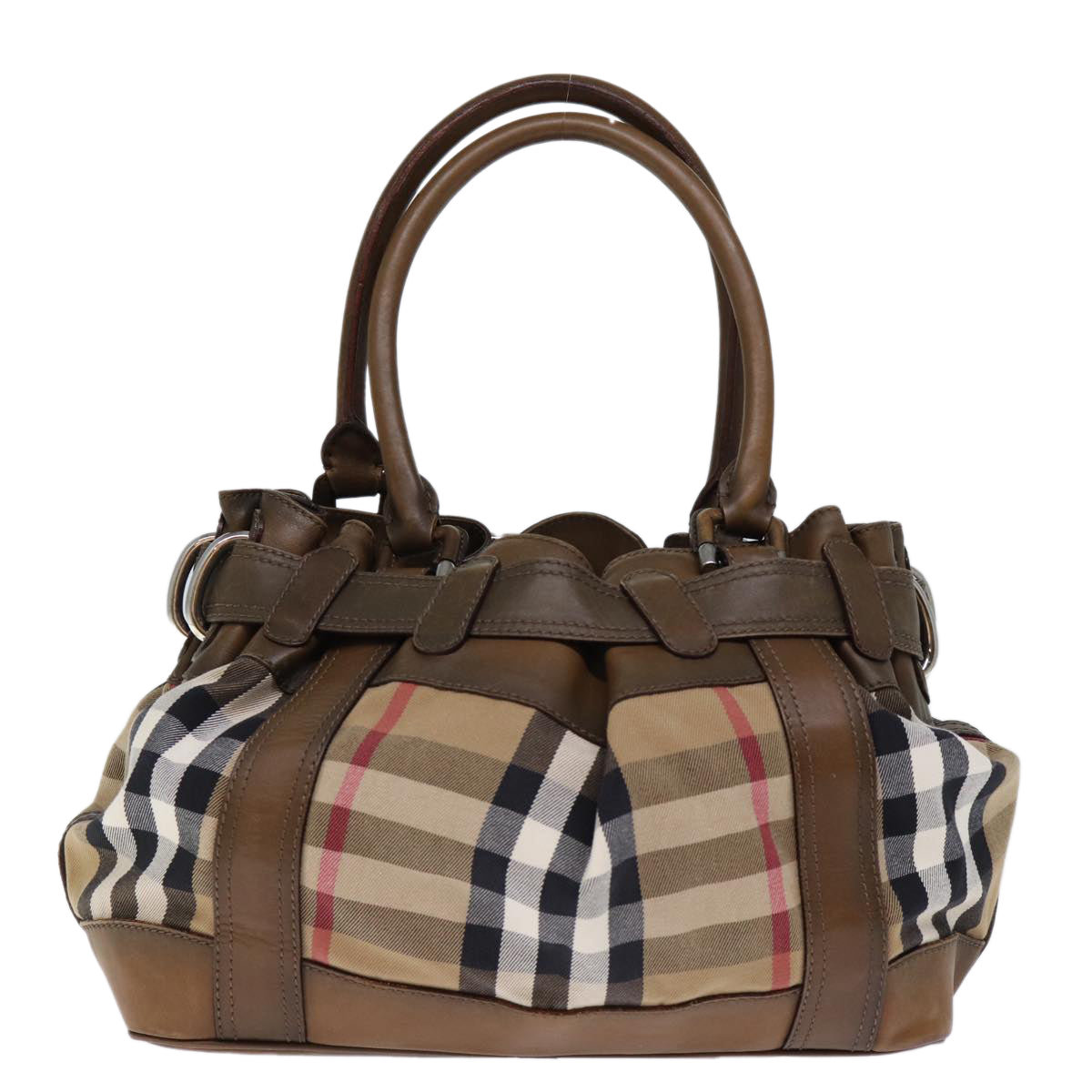 BURBERRY Nova Check Tote Bag Canvas Beige Auth yk12200 - 0