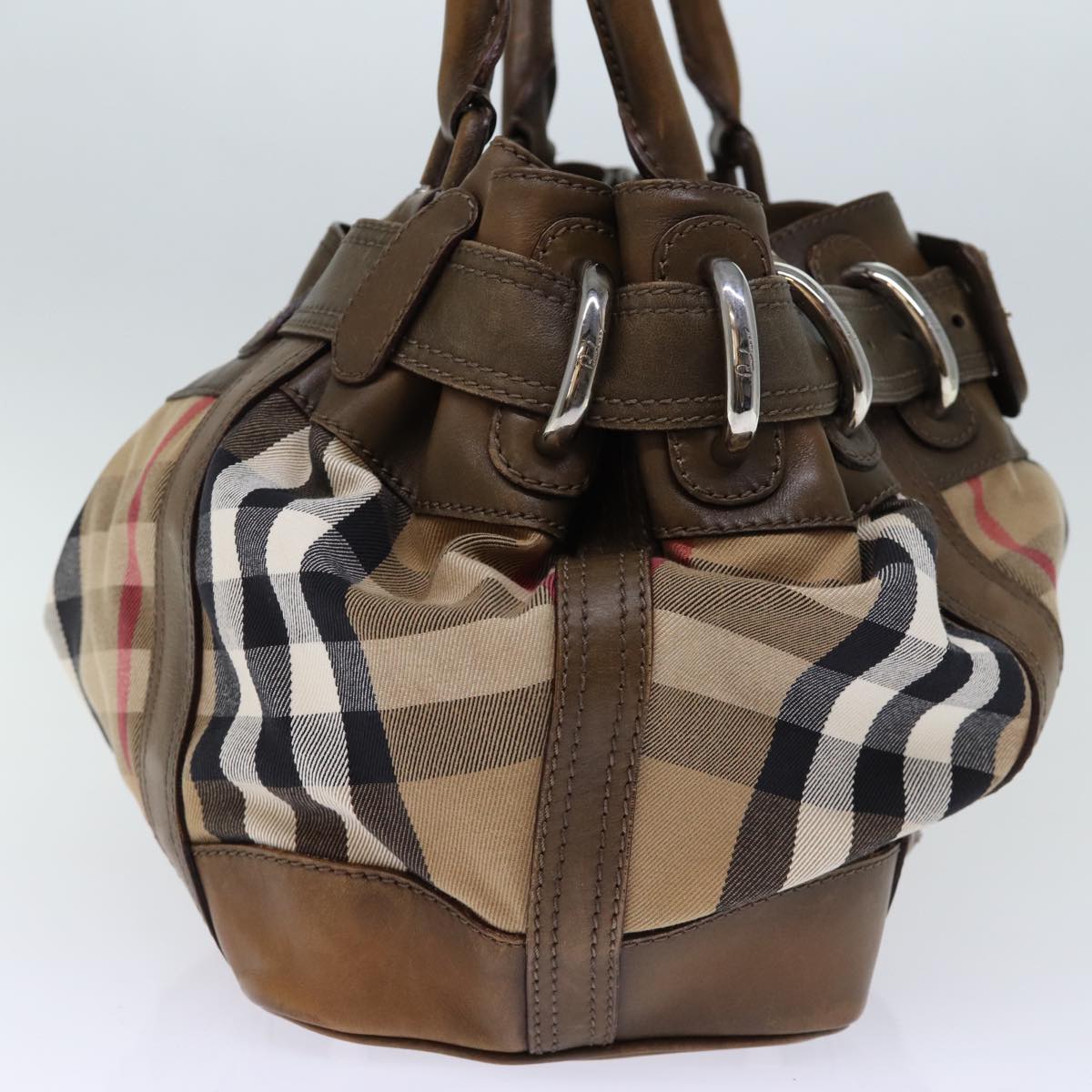 BURBERRY Nova Check Tote Bag Canvas Beige Auth yk12200