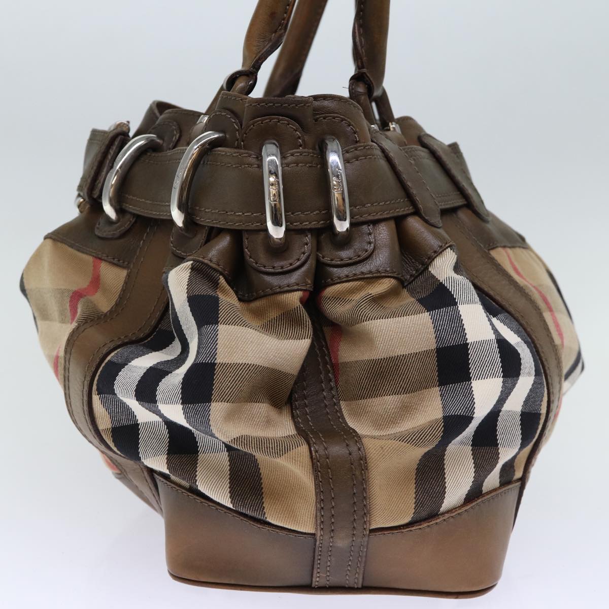 BURBERRY Nova Check Tote Bag Canvas Beige Auth yk12200