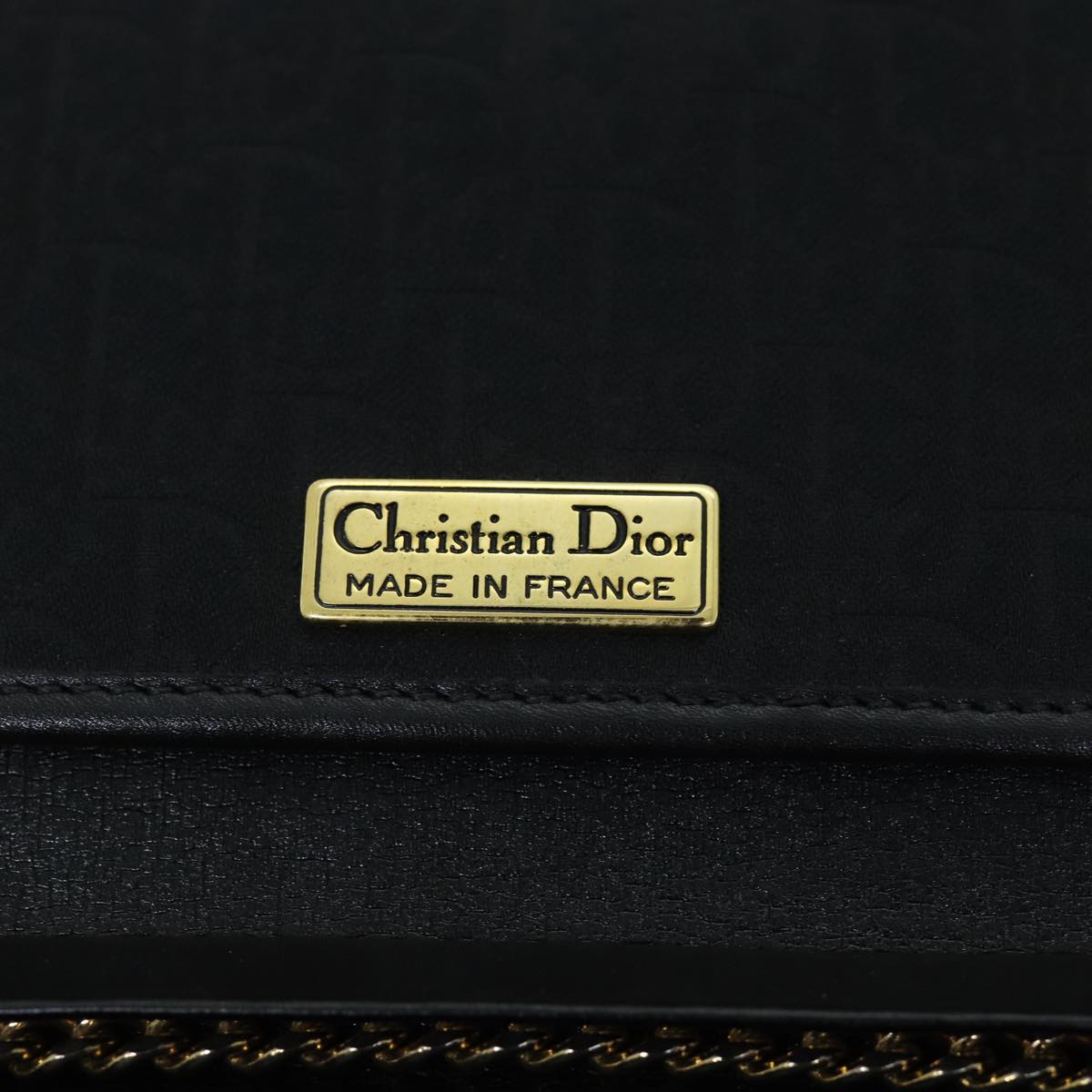 Christian Dior Trotter Canvas Chain Shoulder Bag Black Auth yk12202