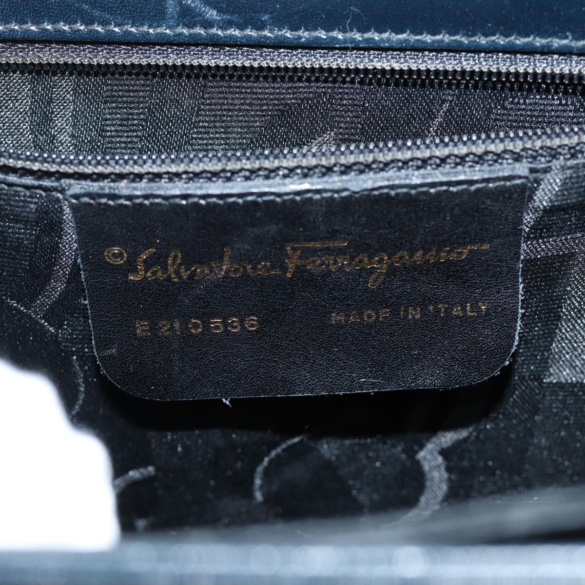 Salvatore Ferragamo Gancini Hand Bag Leather 2way Navy Auth yk12214
