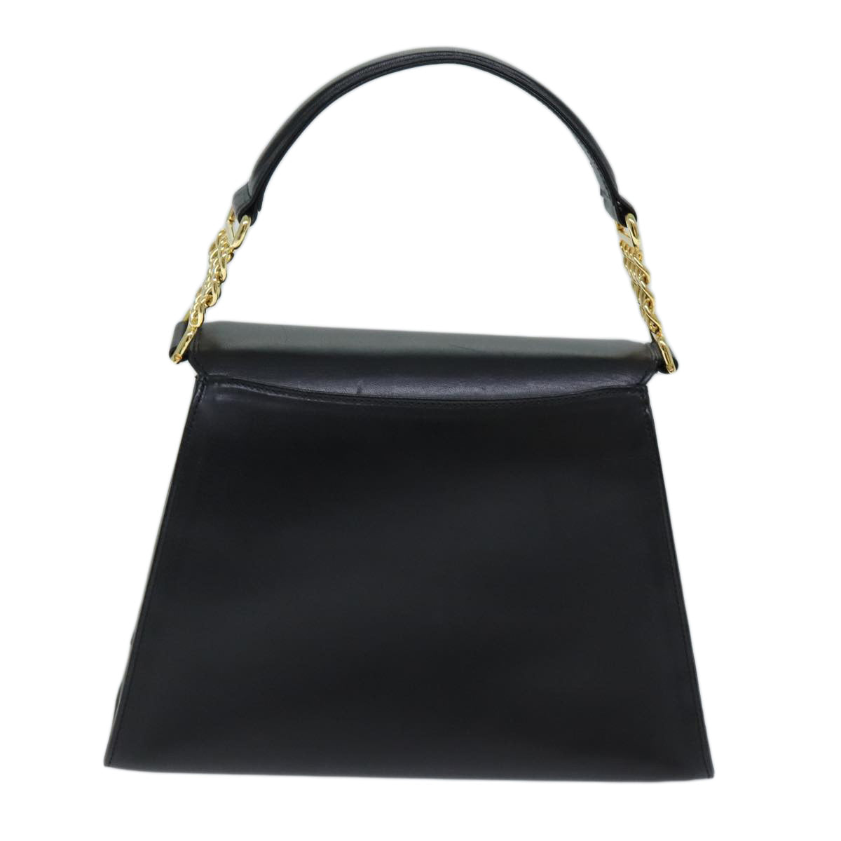 VALENTINO Chain Hand Bag Leather Black Auth yk12215 - 0