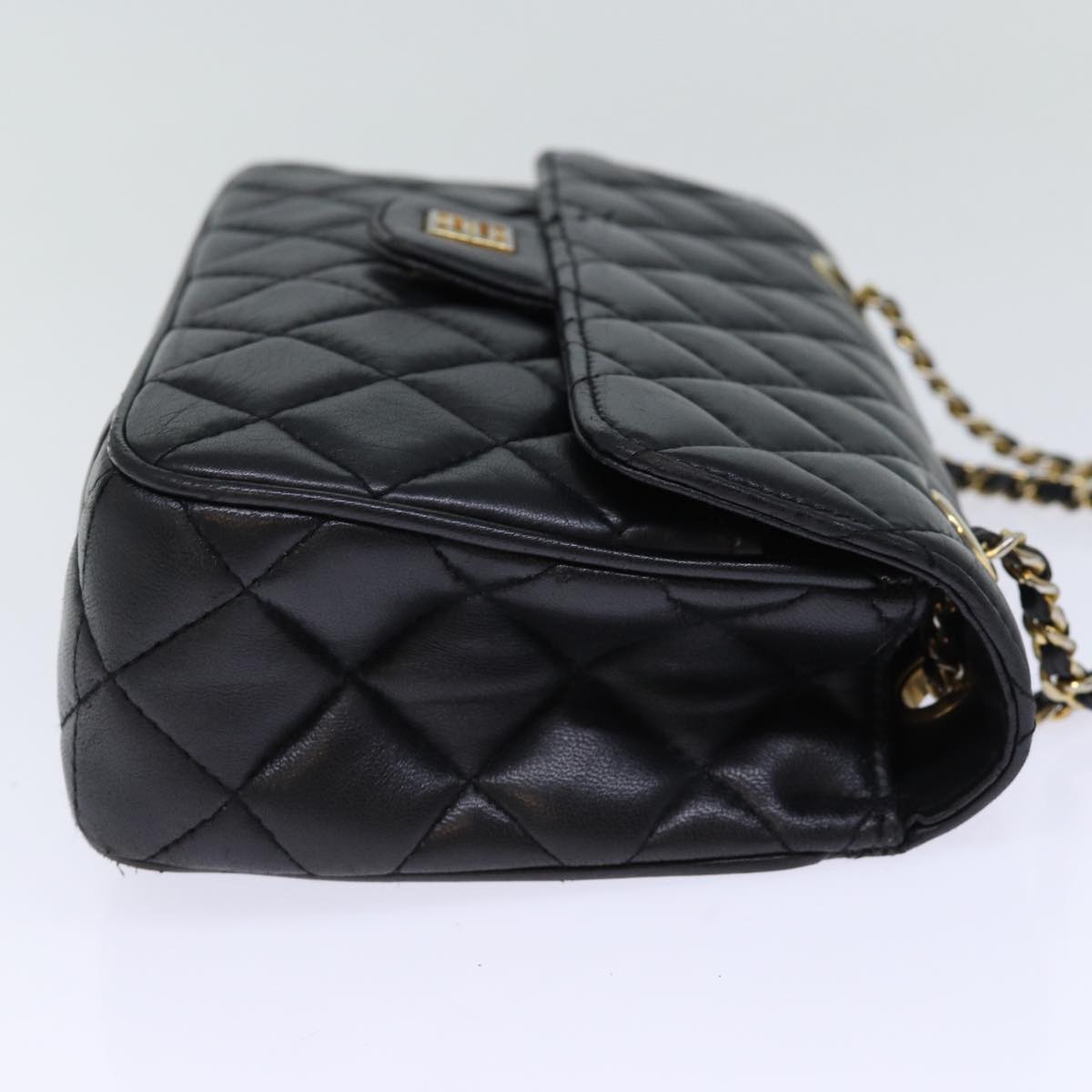 GIVENCHY Quilted Chain Shoulder Bag Leather Black Auth yk12231