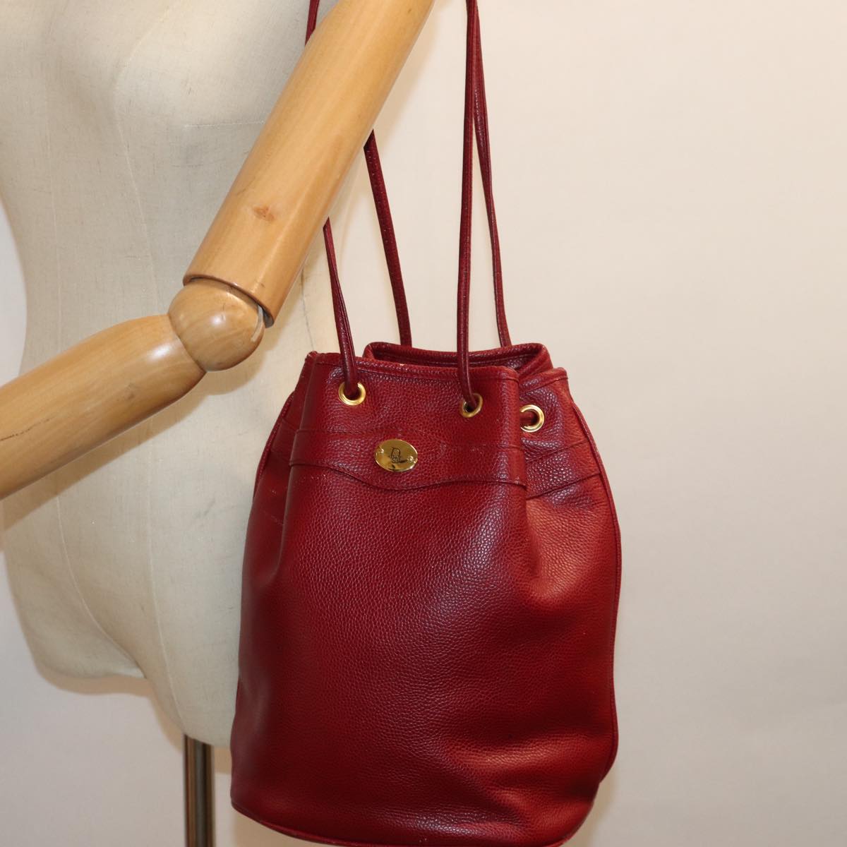 Christian Dior Shoulder Bag Leather Red Auth yk12232