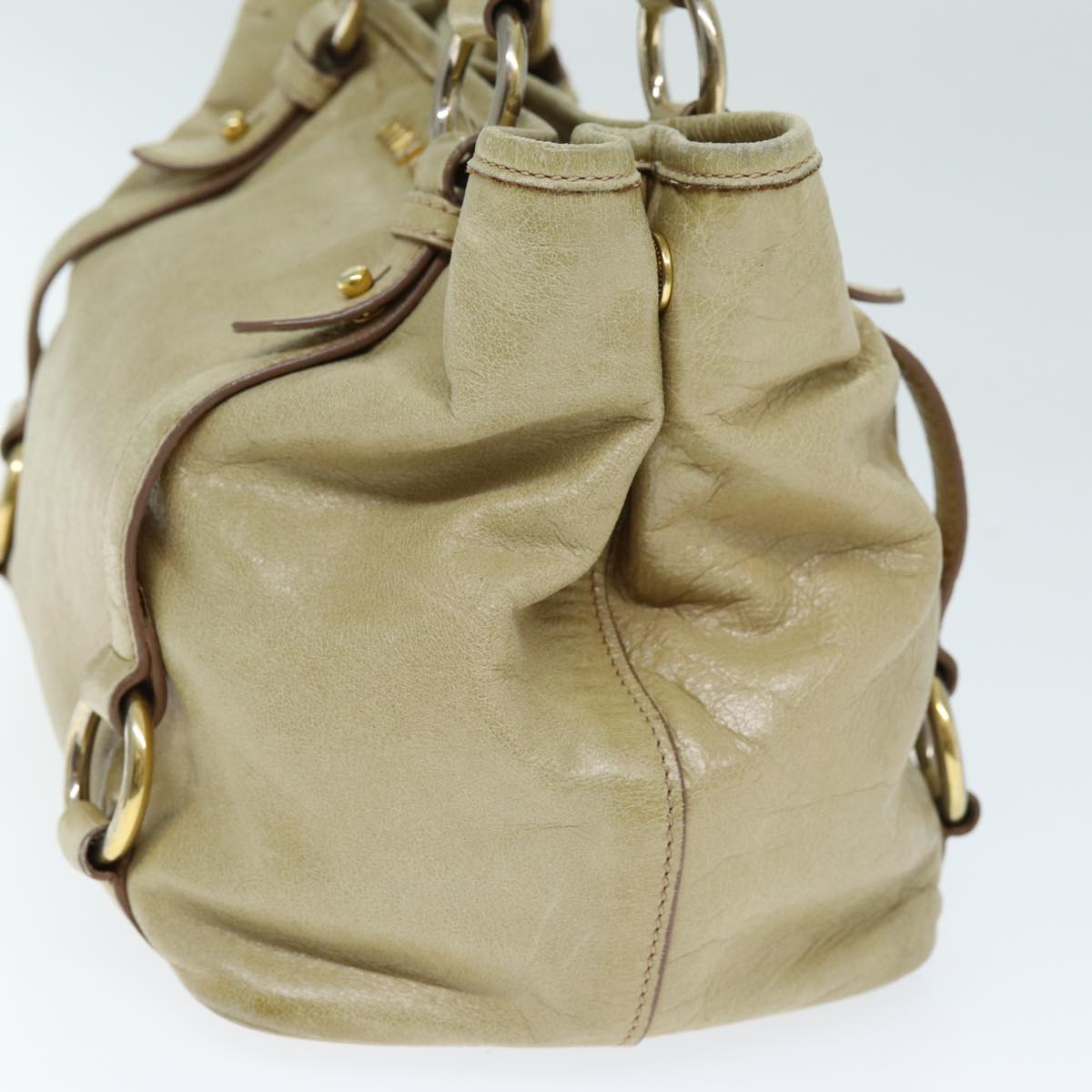 Miu Miu Hand Bag Leather 2way Beige Auth yk12233