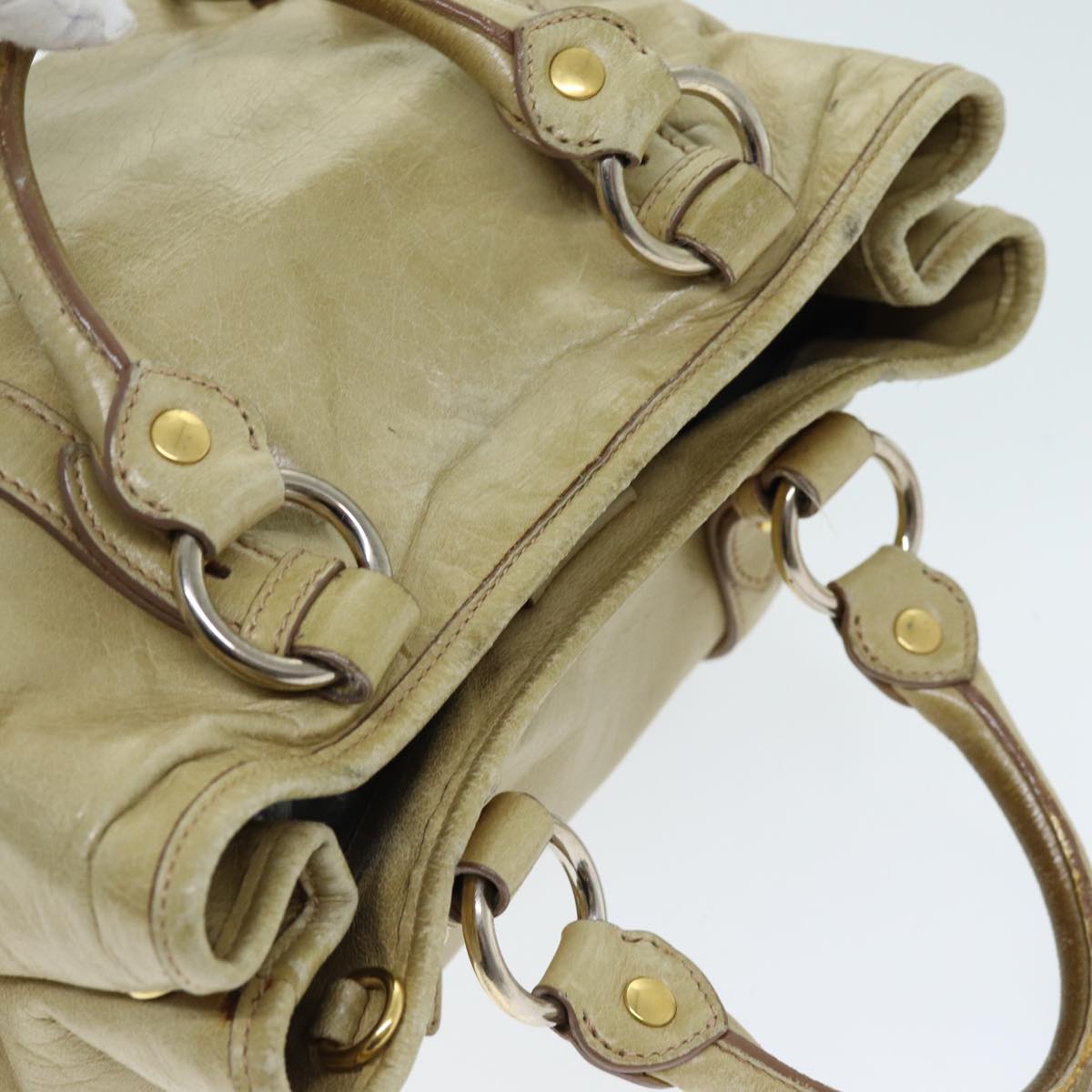 Miu Miu Hand Bag Leather 2way Beige Auth yk12233