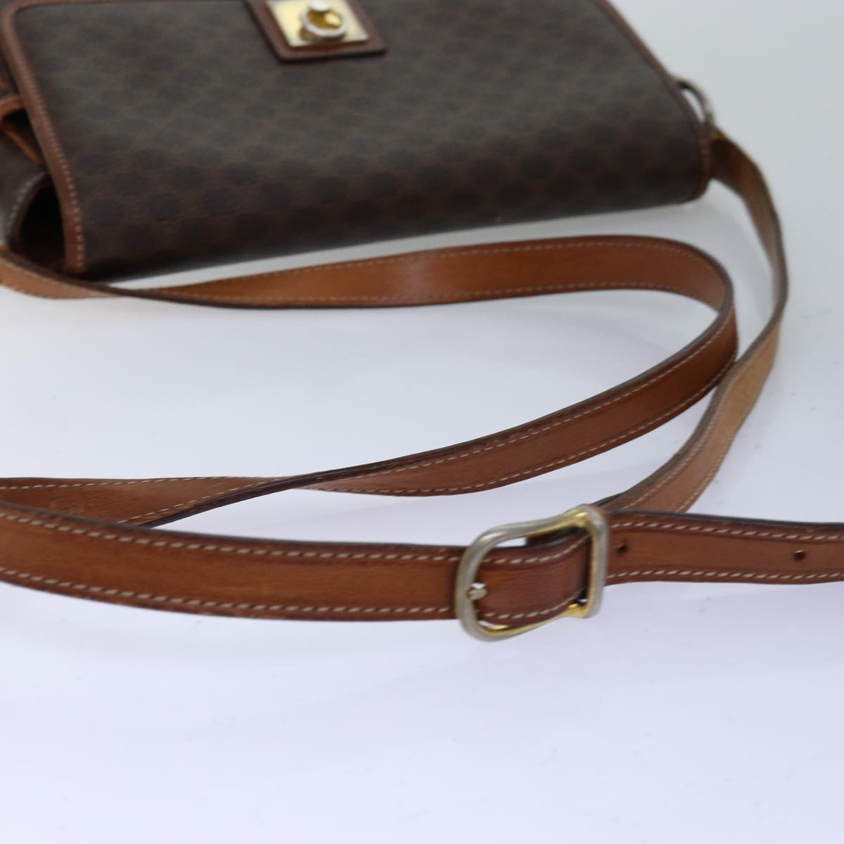 CELINE Macadam Canvas Shoulder Bag PVC Brown Auth yk12235