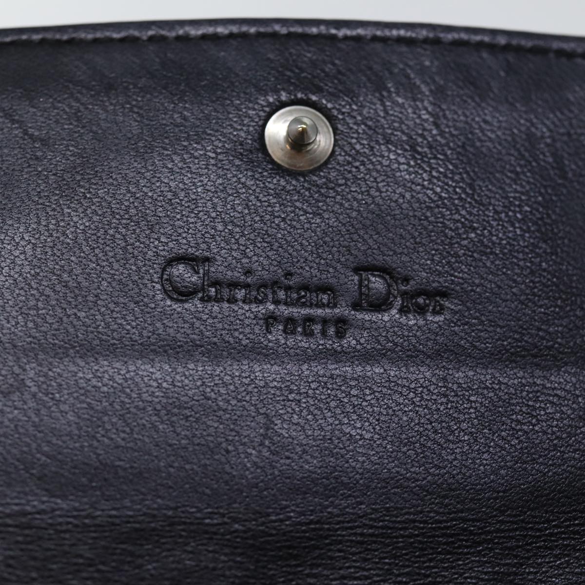 Christian Dior Lady Dior Canage Chain Long Wallet Lamb Skin Black Auth yk12257