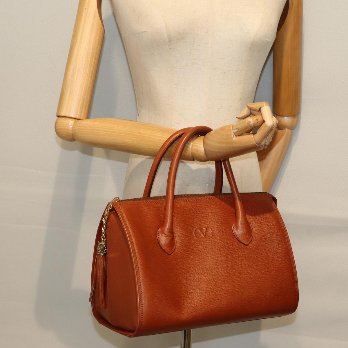 VALENTINO Hand Bag Leather 2way Brown Auth yk12293