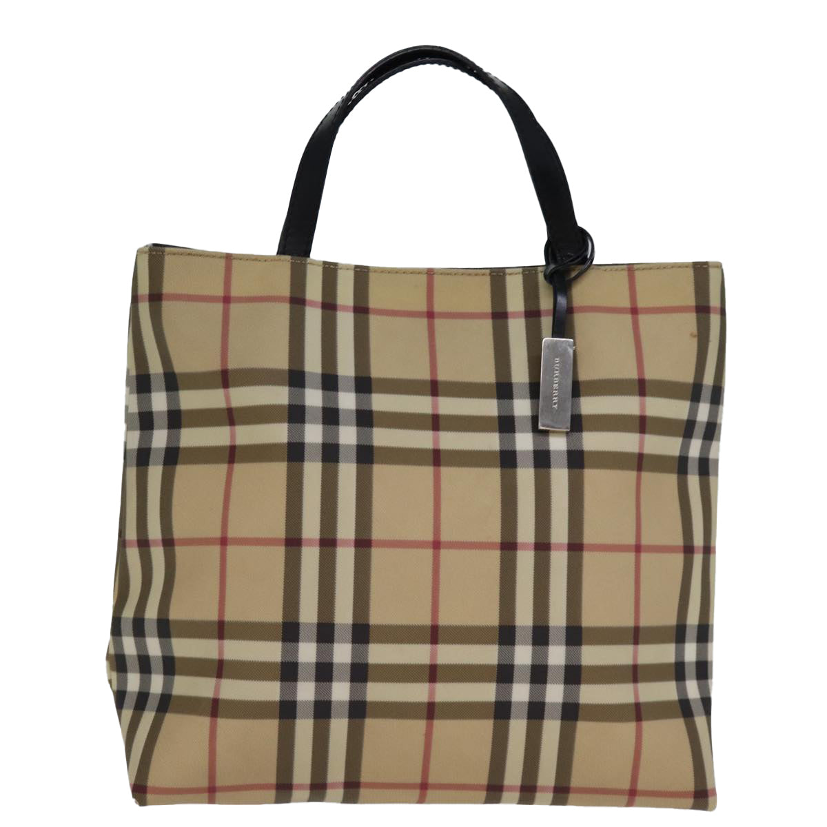 BURBERRY Nova Check Hand Bag Coated Canvas Beige Auth yk12299